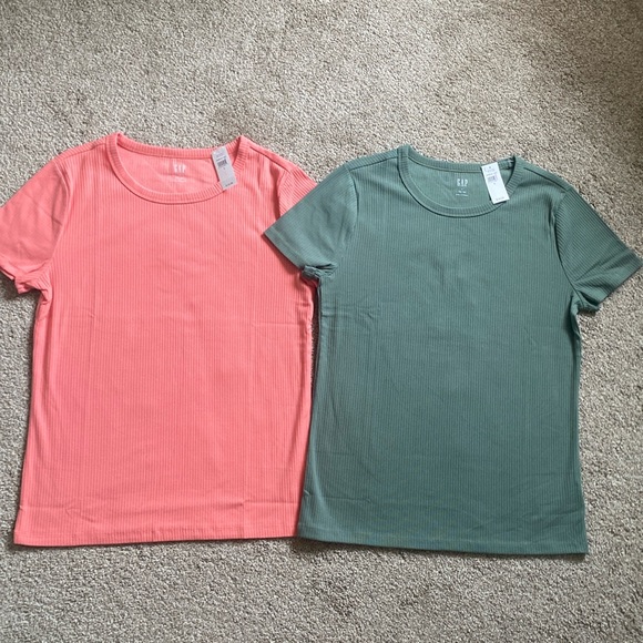 NWT Women’s Large Gap Rib Tee in Green and Pink - 2 Total - Picture 1 of 6